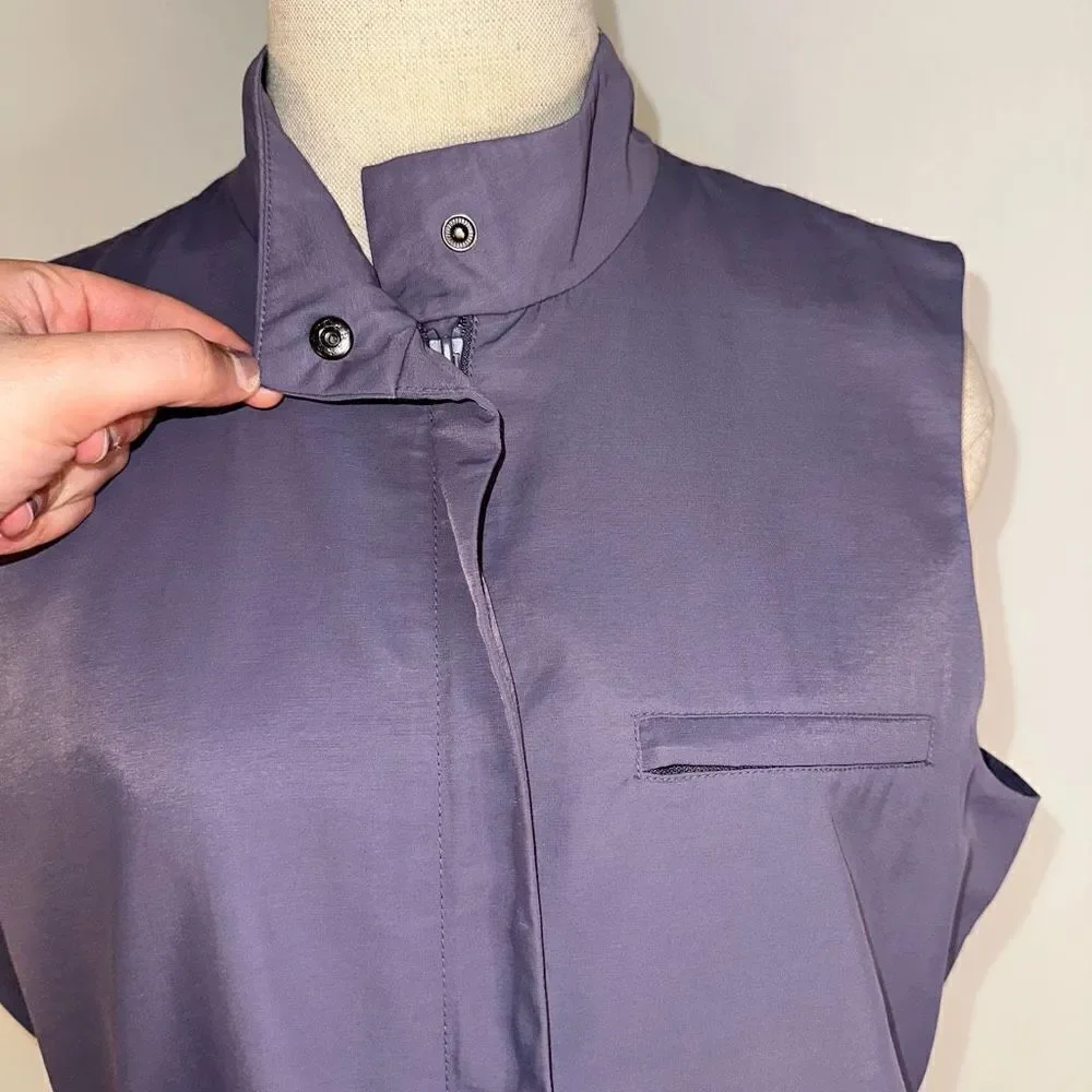 Eileen Fisher Womens Purple Full Zip‎ Vest Medium Cotton Nylon Blend Modern Chic